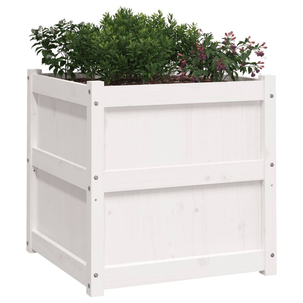 Maison Chic - Jardinière - Pot De Fleurs - Bac à Fleurs blanc 60x60x60 cm bois de pin massif - Imagen 4