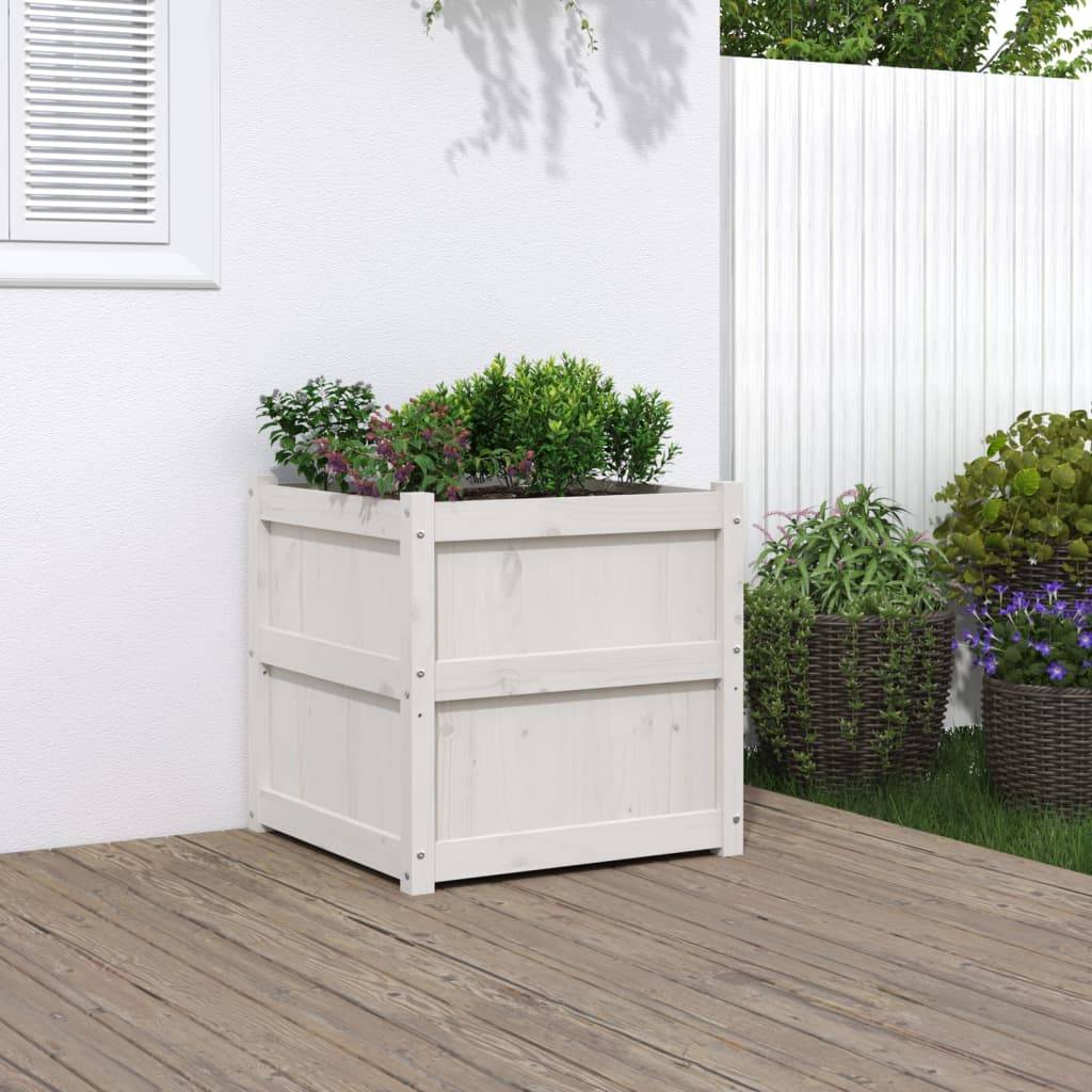 Maison Chic - Jardinière - Pot De Fleurs - Bac à Fleurs blanc 60x60x60 cm bois de pin massif - Imagen 2