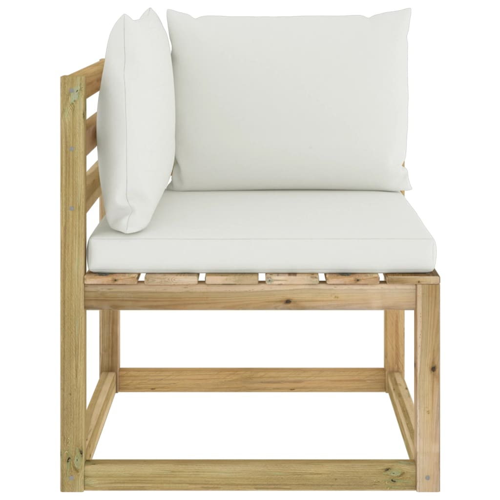 Vidaxl - Canapé d'angle de jardin avec coussins Bois imprégné de vert - vidaXL - Imagen 3