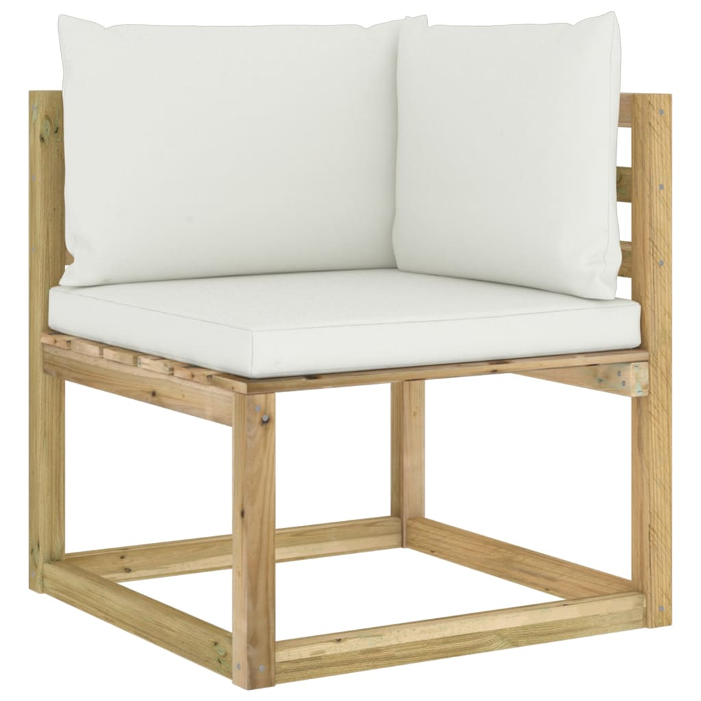 Vidaxl - Canapé d'angle de jardin avec coussins Bois imprégné de vert - vidaXL - Imagen 1