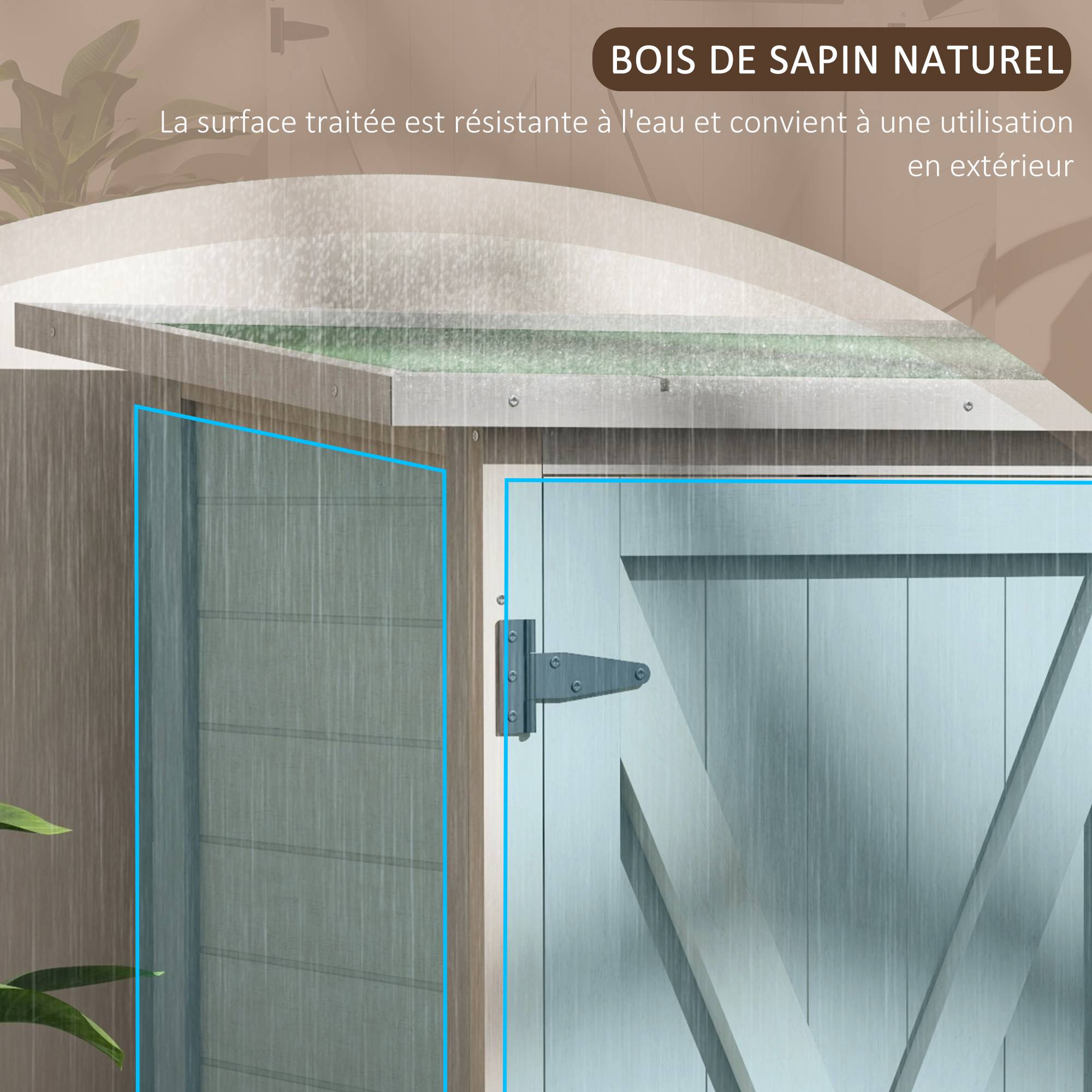 Outsunny - Abri de Jardin Armoire Outils 110x55x117 cm 2 étagères, 2 portes, toit bitumé étanche bois massif pin pré-huilé gris - Outsunny - Image 8