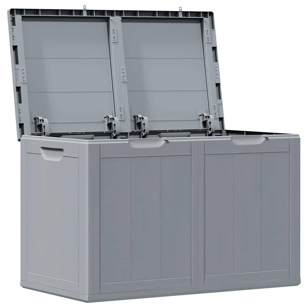 Malle de Jardin 180L en PP Imitation Bois Résistante aux Intempéries Gris 80.5x44.5x51 cm – ComfortXL Outdoor Living - Image 4