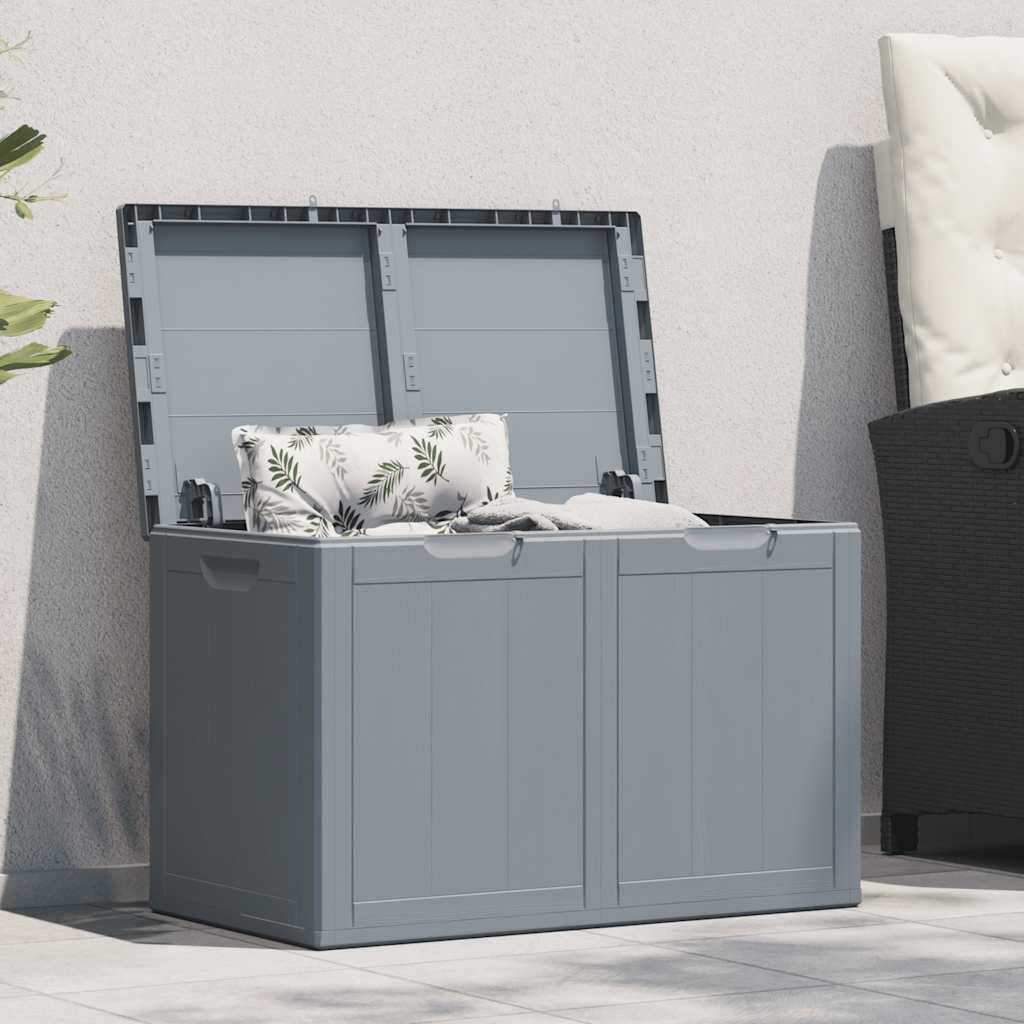 Malle de Jardin 180L en PP Imitation Bois Résistante aux Intempéries Gris 80.5x44.5x51 cm – ComfortXL Outdoor Living - Image 1