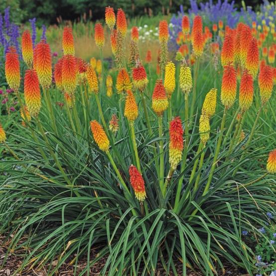 Kniphofia, Tison de Satan Grandiflora à fleurs Jaune - feuillage Caduc - Godet - 5/20 cm- hauteur à maturité De 0,50 m à 1,00 m