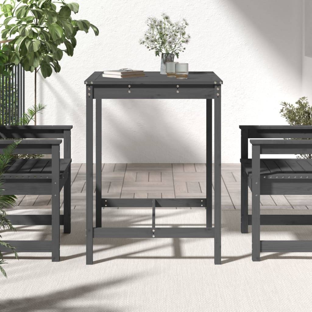 Table de jardin bois massif de pin gris 82,5 x 82,5 x 110 cm - PANGIVO - Image 3