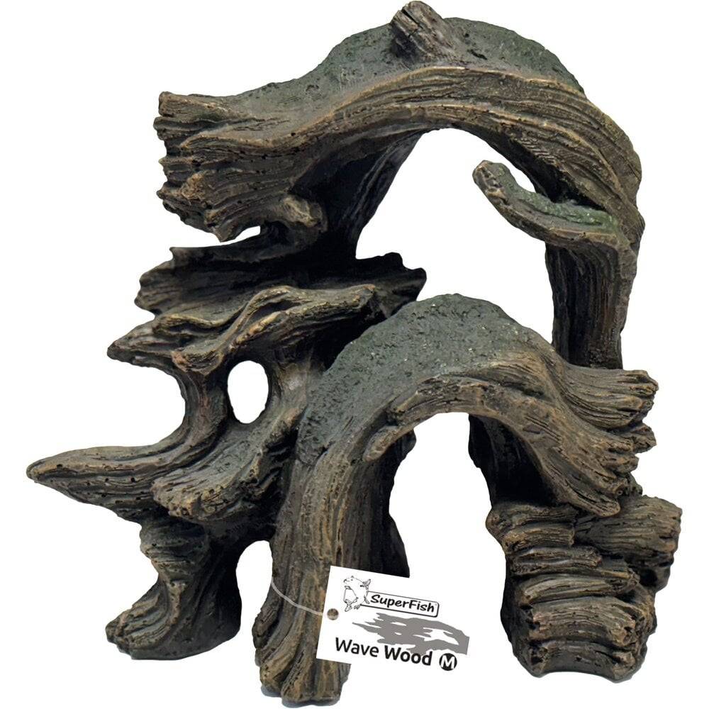 Superfish - Wave Wood décoration bois naturel 20,5 x 11 x 21,5 cm - SUPERFISH