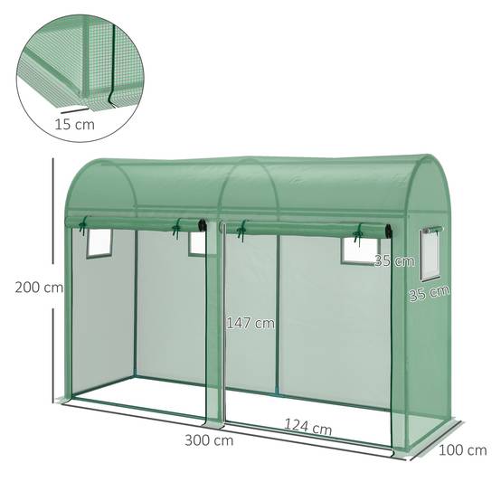 Serre de jardin Acier pour plantes et tomates Protection climatique 300x200cm Vert - ComfortXL Outdoor Living - Image 5