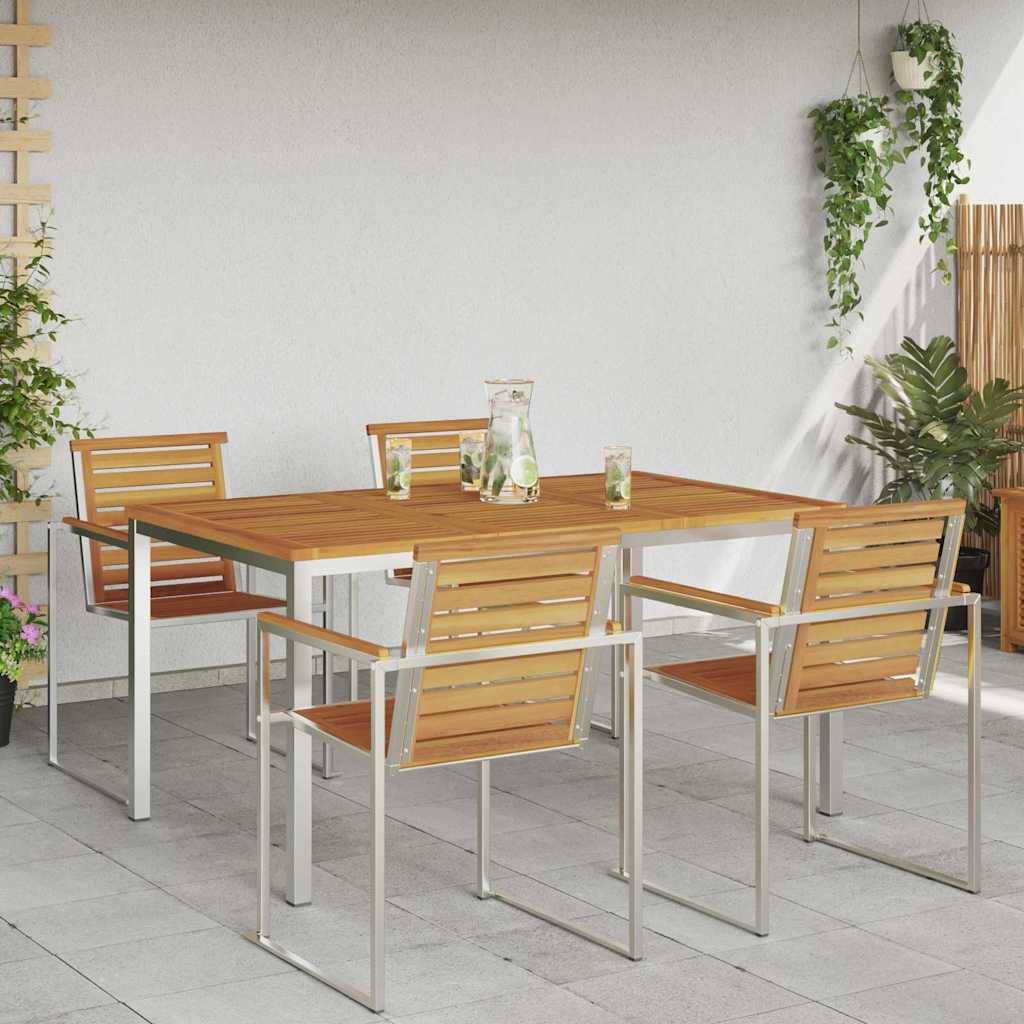 Table à Manger d'Extérieur 150x90cm en Bois d'Acacia Massif, Table de Jardin Rectangulaire pour 6 Personnes – ComfortXL Outdoor Living - Image 4