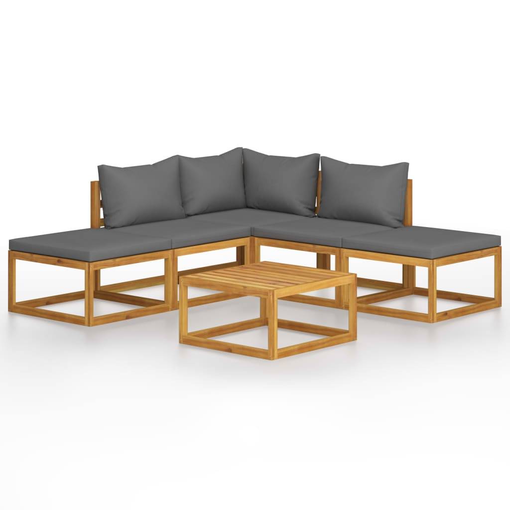 Helloshop26 - Salon de jardin meuble d'extérieur ensemble de mobilier 6 pièces avec coussins bois d'acacia solide - Imagen 1
