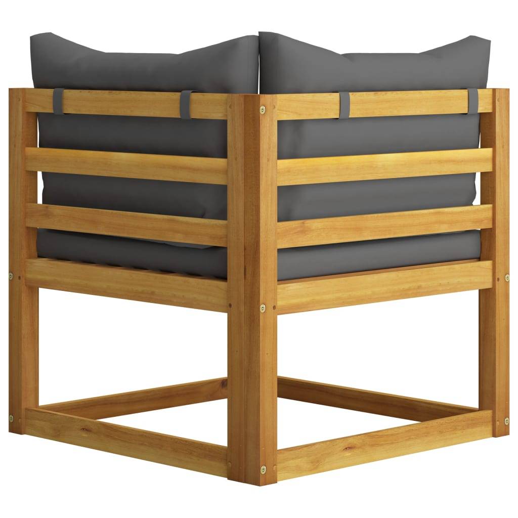 Helloshop26 - Salon de jardin meuble d'extérieur ensemble de mobilier 6 pièces avec coussins bois d'acacia solide - Imagen 9