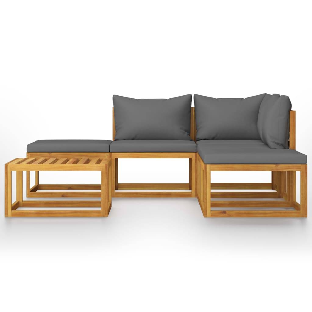 Helloshop26 - Salon de jardin meuble d'extérieur ensemble de mobilier 6 pièces avec coussins bois d'acacia solide - Imagen 2