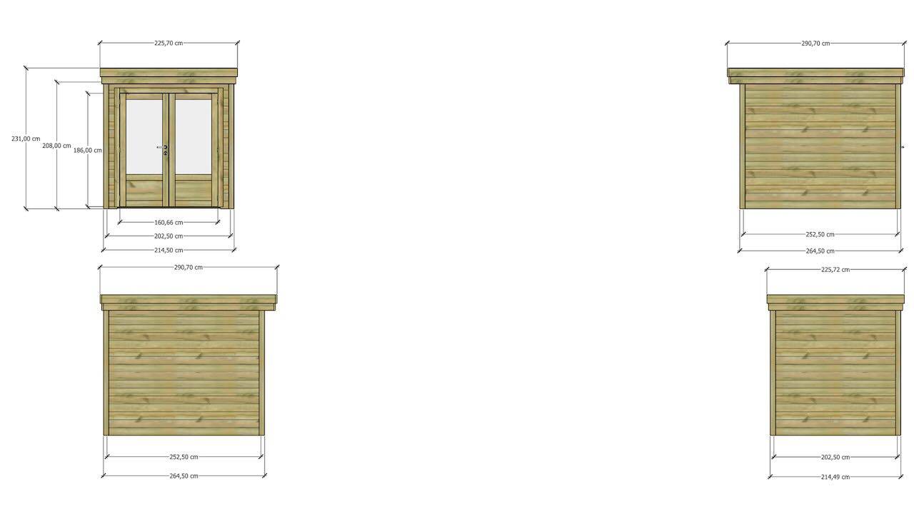 ABRI DE JARDIN bois  autoclave 27mm - 2,14x2,64m / 6m2 - Bac acier - Abri Français - Image 4