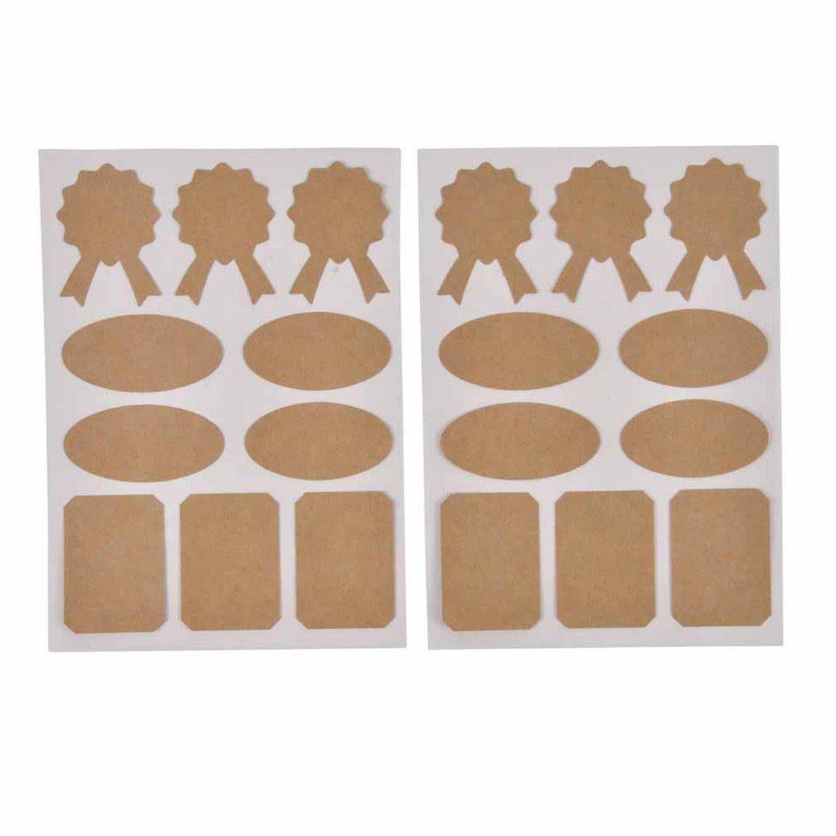 Lot de 20 Stickers Déco "Kraft" 13x18cm Naturel - Image 1
