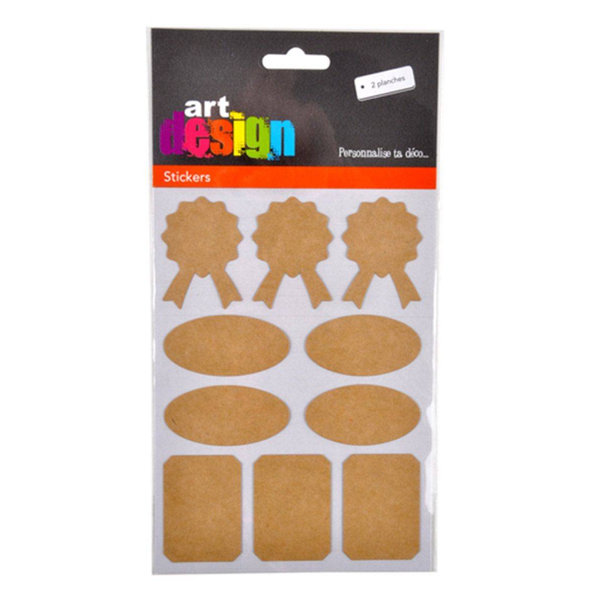 Lot de 20 Stickers Déco "Kraft" 13x18cm Naturel - Image 2