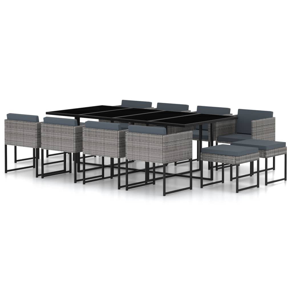 Vidaxl - Ensemble à manger de jardin coussins 13 pcs Résine tressée Gris vidaXL 313102 - Imagen 1