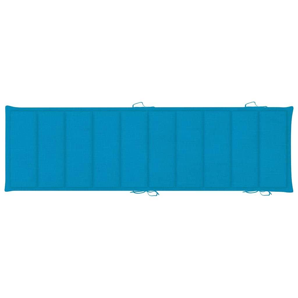 Transat jardin bois acacia massif piscine relaxation pliable coussin bleu - ComfortXL Outdoor Living - Image 4