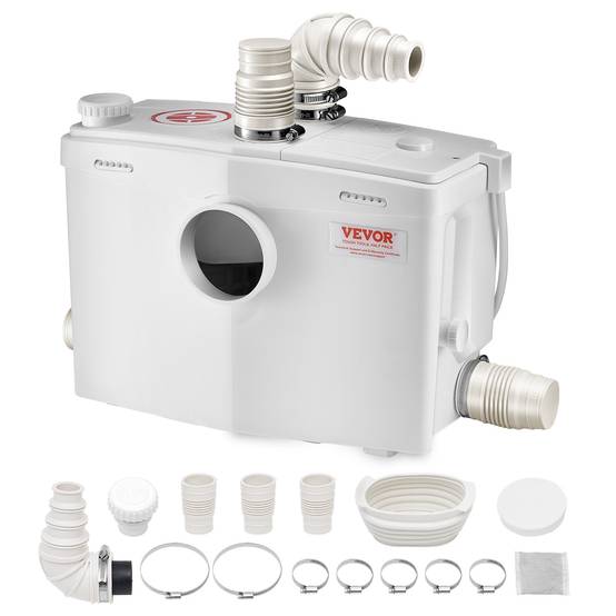 VEVOR Pompe macératrice 1200W, sanitaire 4 entrées eau, 180 L/min, ht. refoulement 10 m. - Image 1