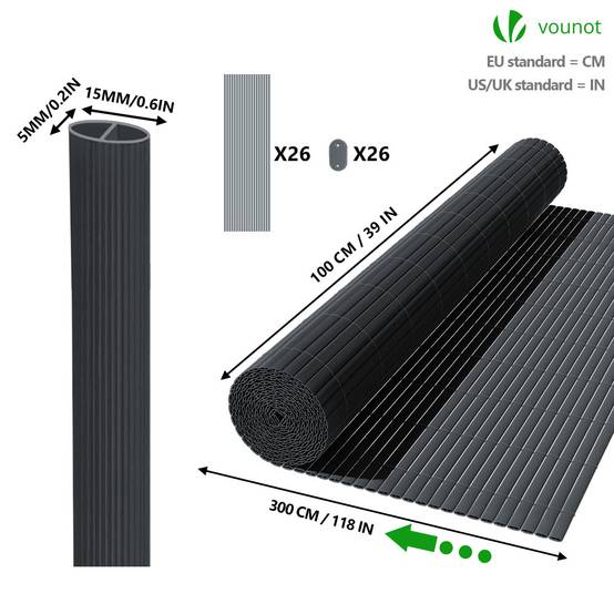 Canisse PVC brise vue ultra renforce avec attaches de fixation 100x300cm gris - Image 5