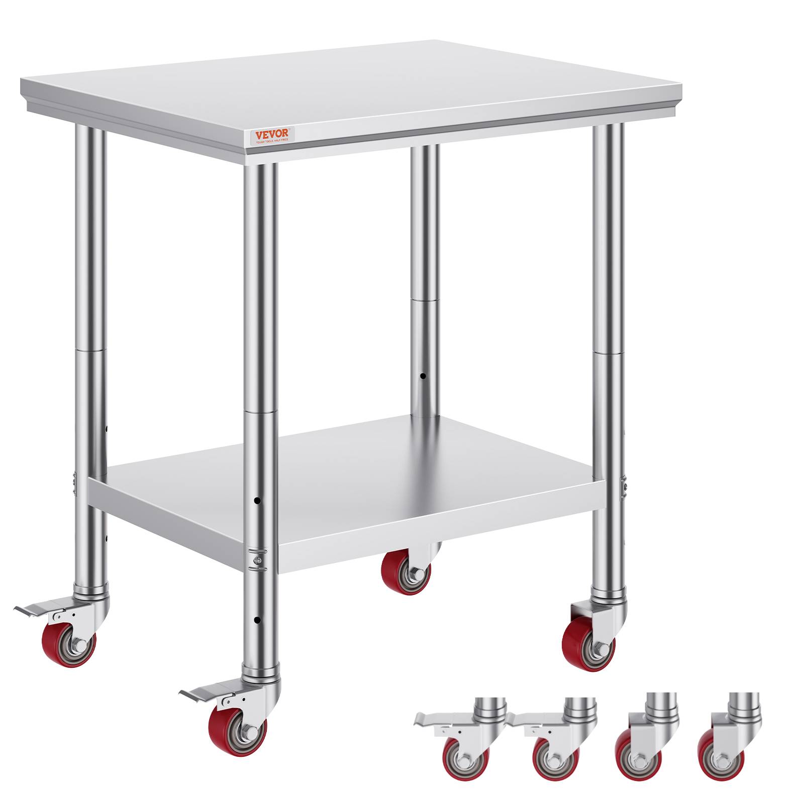 VEVOR Table de Travail en Acier Inoxydable 76x60 cm pour Préparation Alimentaire - Image 1