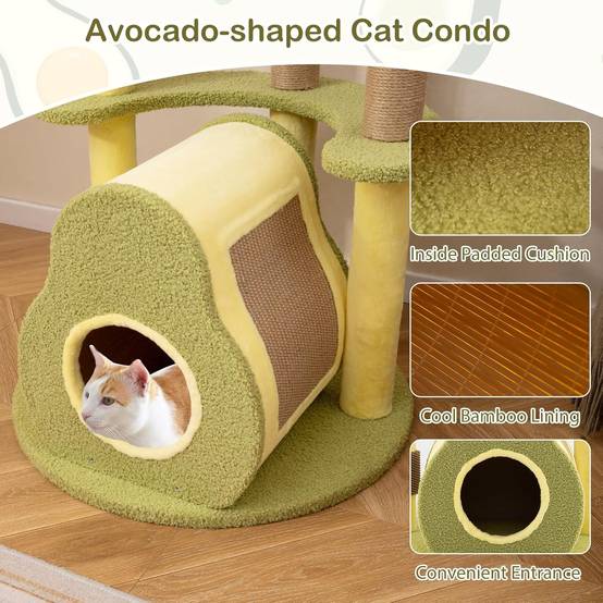 COSTWAY Arbre à Chat XXL 124,5 cm, 2 Griffoirs pour Chat, Planche à Griffer, Brosse d'Toilettage, 5 Niveaux, 4 Plateformes, 59 x 59 x 124,5 cm - Image 8