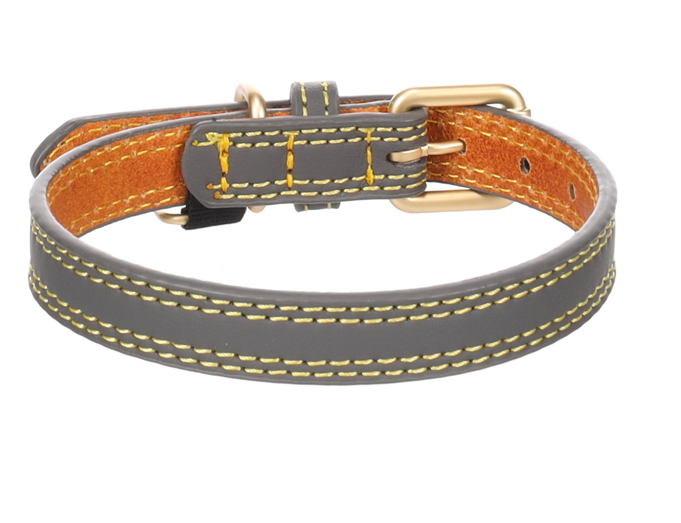 Eden - Collier pour chien Virginia en cuir XS / S 24-30cm 15mm gris - Image 1