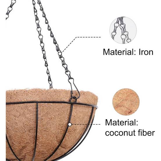 Panier suspendu fibre de coco - Ø20cm - Chaîne métal 35cm - Intérieur/extérieur - Image 3