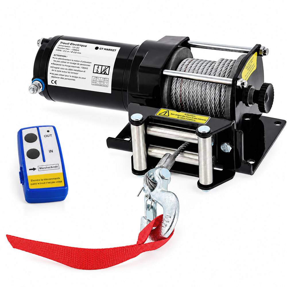 Gt Market - Treuil électrique 12 V 1360 kg - Télécommande sans fil - GT MARKET