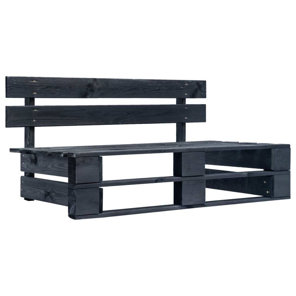 Helloshop26 - Banc de jardin meuble de patio d'extérieur terrasse palette de jardin bois noir - Imagen 1