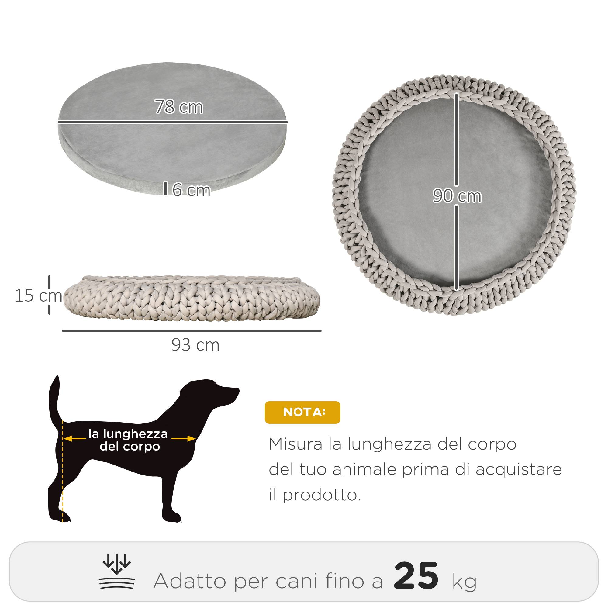 Grand lit rond chien chat coton velours intérieur coussin lavable gris 93x15cm - ComfortXL Outdoor Living - Image 5