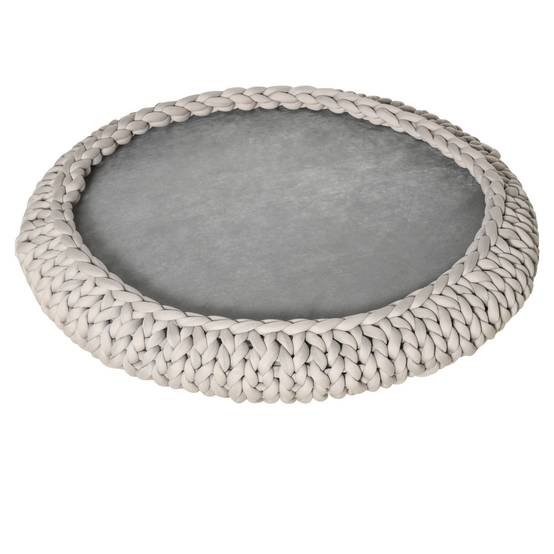 Grand lit rond chien chat coton velours intérieur coussin lavable gris 93x15cm - ComfortXL Outdoor Living - Image 1