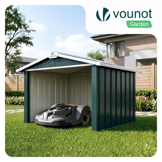 Vounot - Garage pour robot tondeuse en métal 87x100x63.5cm, Abri extérieur protection contre les intempéries et UV, Vert, VOUNOT® - Image 2