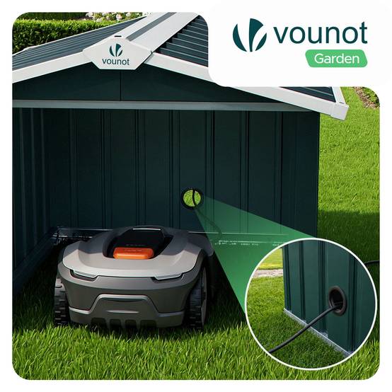 Vounot - Garage pour robot tondeuse en métal 87x100x63.5cm, Abri extérieur protection contre les intempéries et UV, Vert, VOUNOT® - Image 6