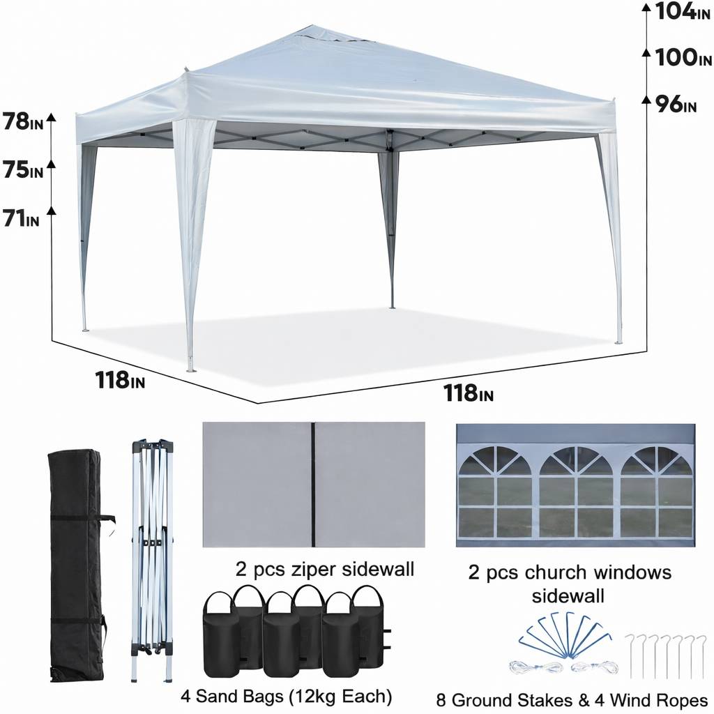ComfortXL - Tonnelle pliante de jardin en acier imperméable anti-UV avec 4 murs 3x3m bleu - ComfortXL Outdoor Living - Image 2
