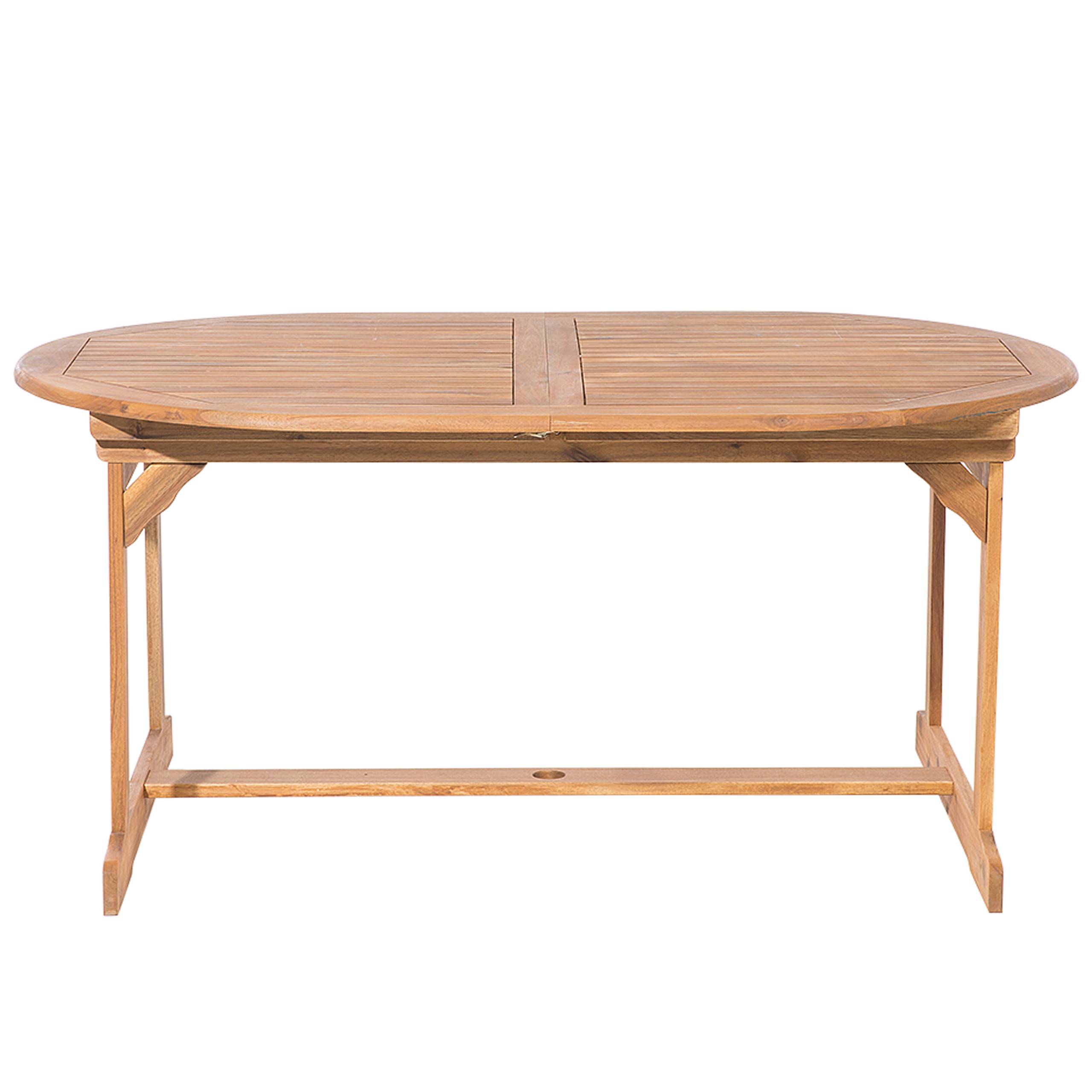 Beliani - Salon de Jardin Table Extensible Ovale et de 8 Chaises Pliables avec Coussins d'Assise Gris et Parasol en Toile Beige Beliani - Imagen 5