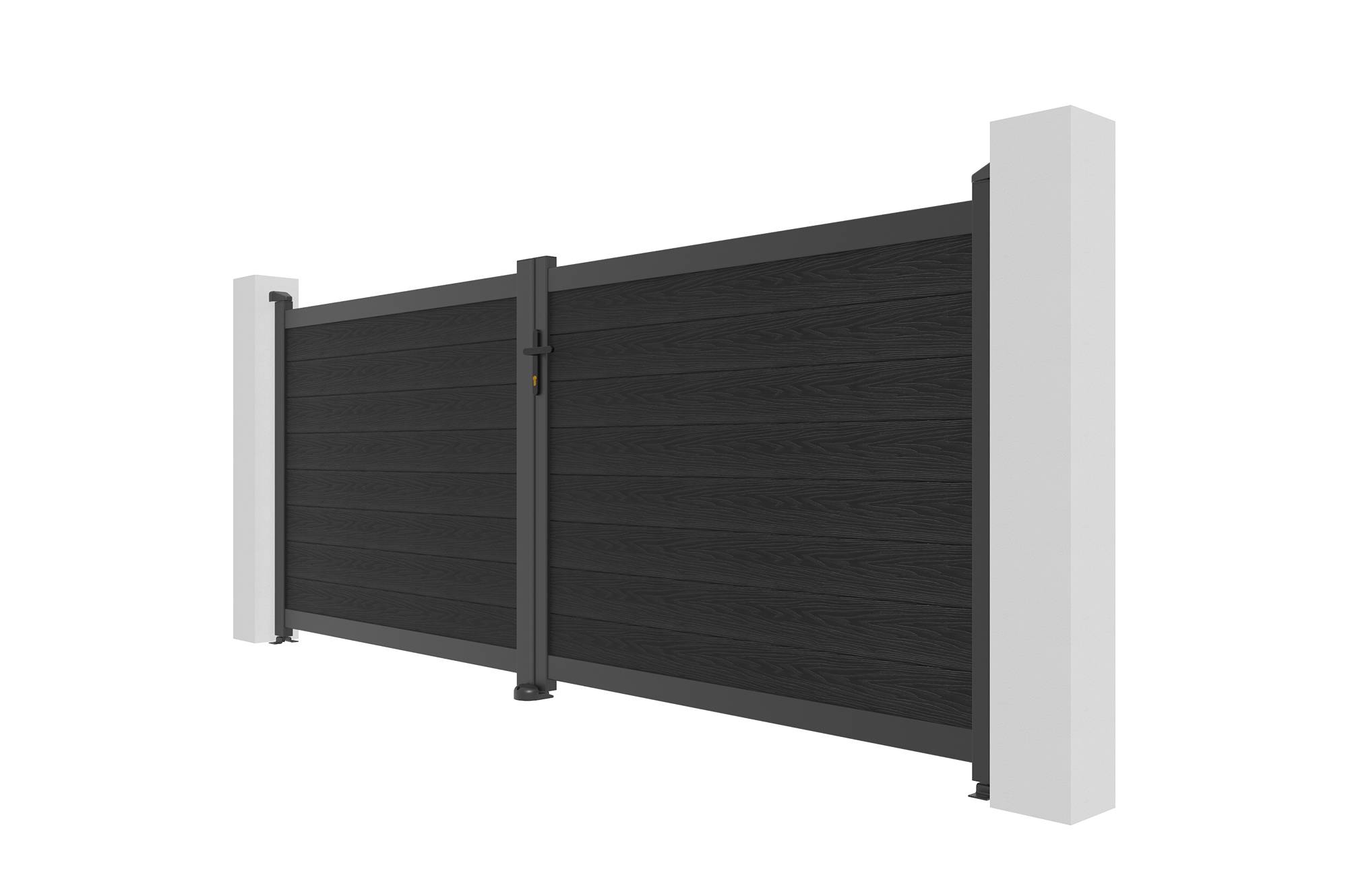 Casanoov Portail bois composite battant 3,5m ATHOS H.140cm gris anthracite avec cadre aluminium + motorisation RANGER B150 - Image 7
