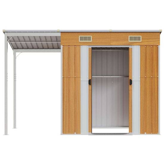 Vidaxl - Abri de jardin avec toit prolongé marron clair 277x107x181 cm vidaXL 364528 - Image 5