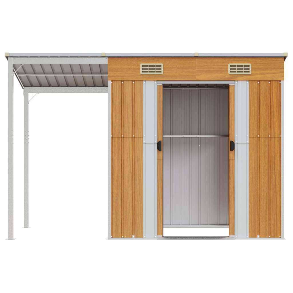 Vidaxl - Abri de jardin avec toit prolongé marron clair 277x107x181 cm vidaXL 364528 - Image 5