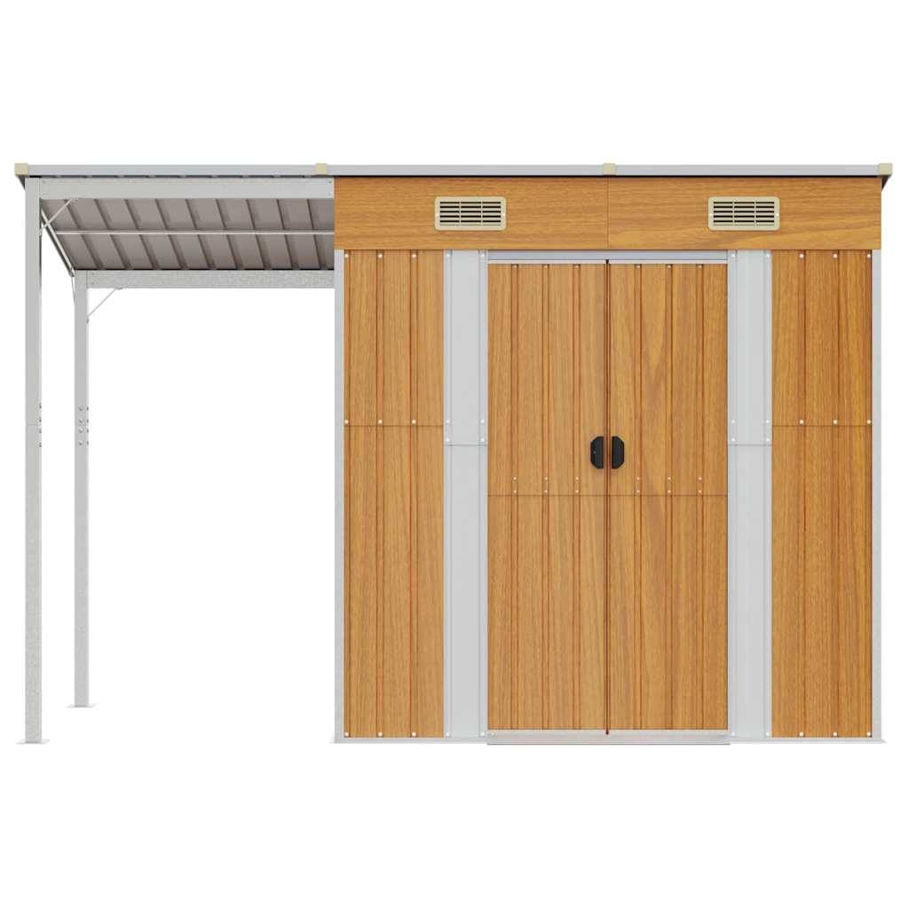 Vidaxl - Abri de jardin avec toit prolongé marron clair 277x107x181 cm vidaXL 364528 - Image 8