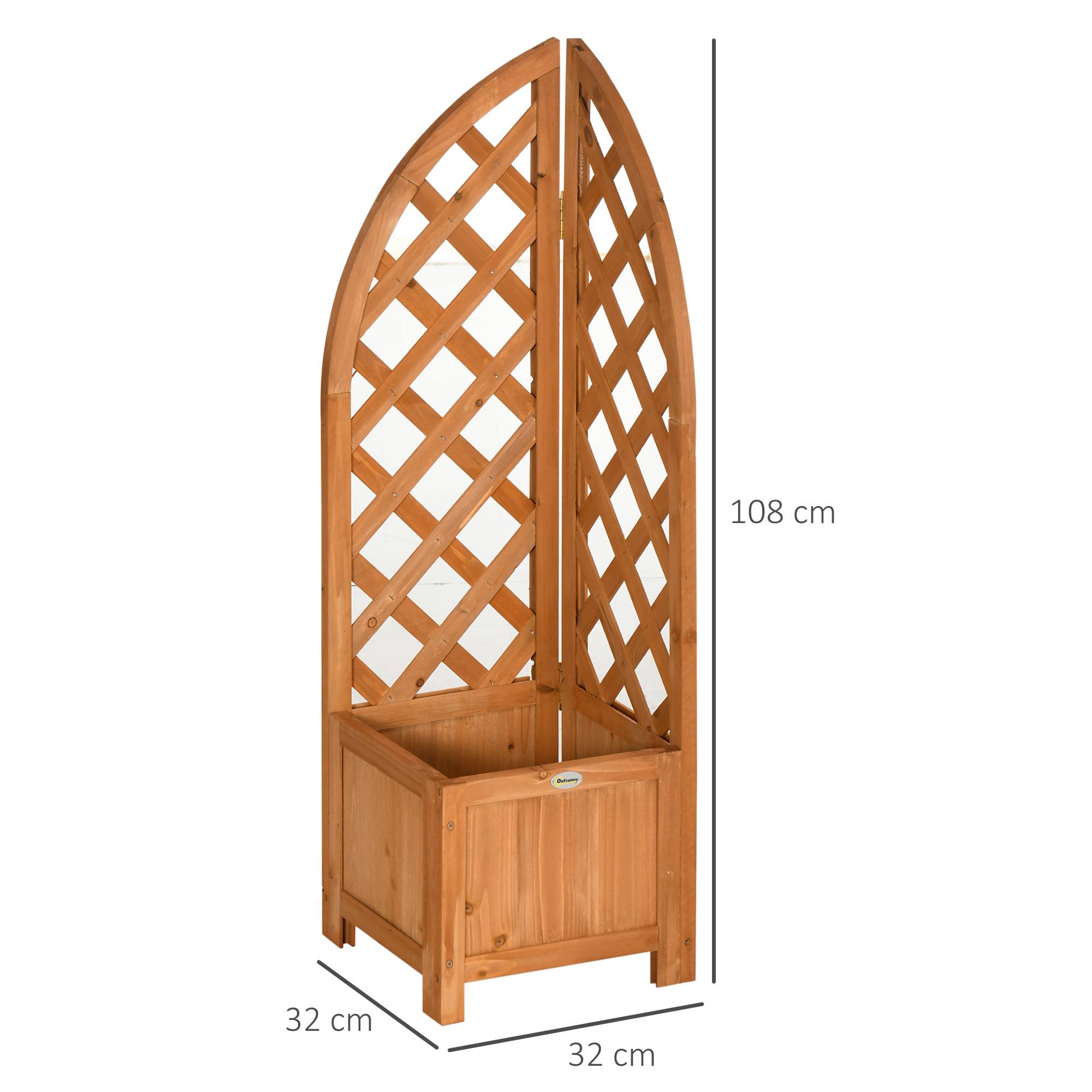 Jardinière avec espalier angle, drainage, résistant intempéries, bois, 32x32x108 cm - Image 5