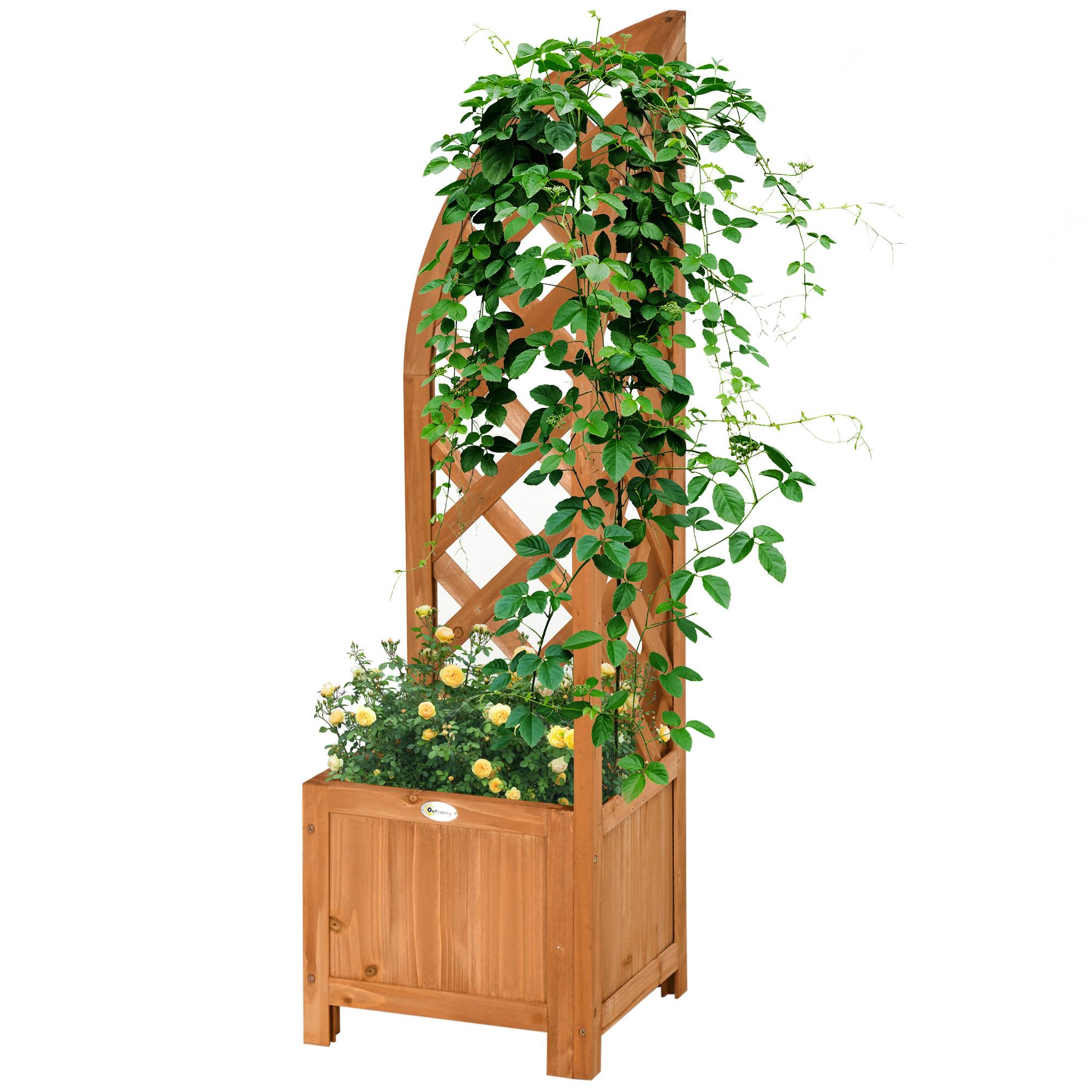 Jardinière avec espalier angle, drainage, résistant intempéries, bois, 32x32x108 cm - Image 2