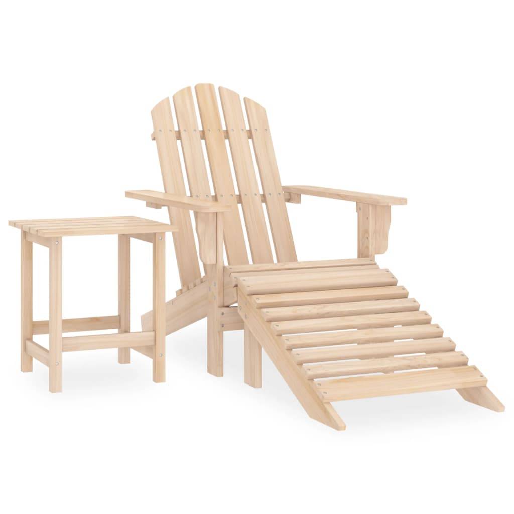 Chaise Longue Adirondack Bois de Sapin avec Repose-pieds et Table Naturel – ComfortXL Outdoor Living - Image 1