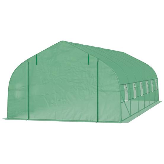 ComfortXL - Serre de Jardin Tunnel XXL 24m² Acier Galvanisé et Bâche PE 12 Fenêtres 8x3x2 m Vert - ComfortXL Outdoor Living - Image 2