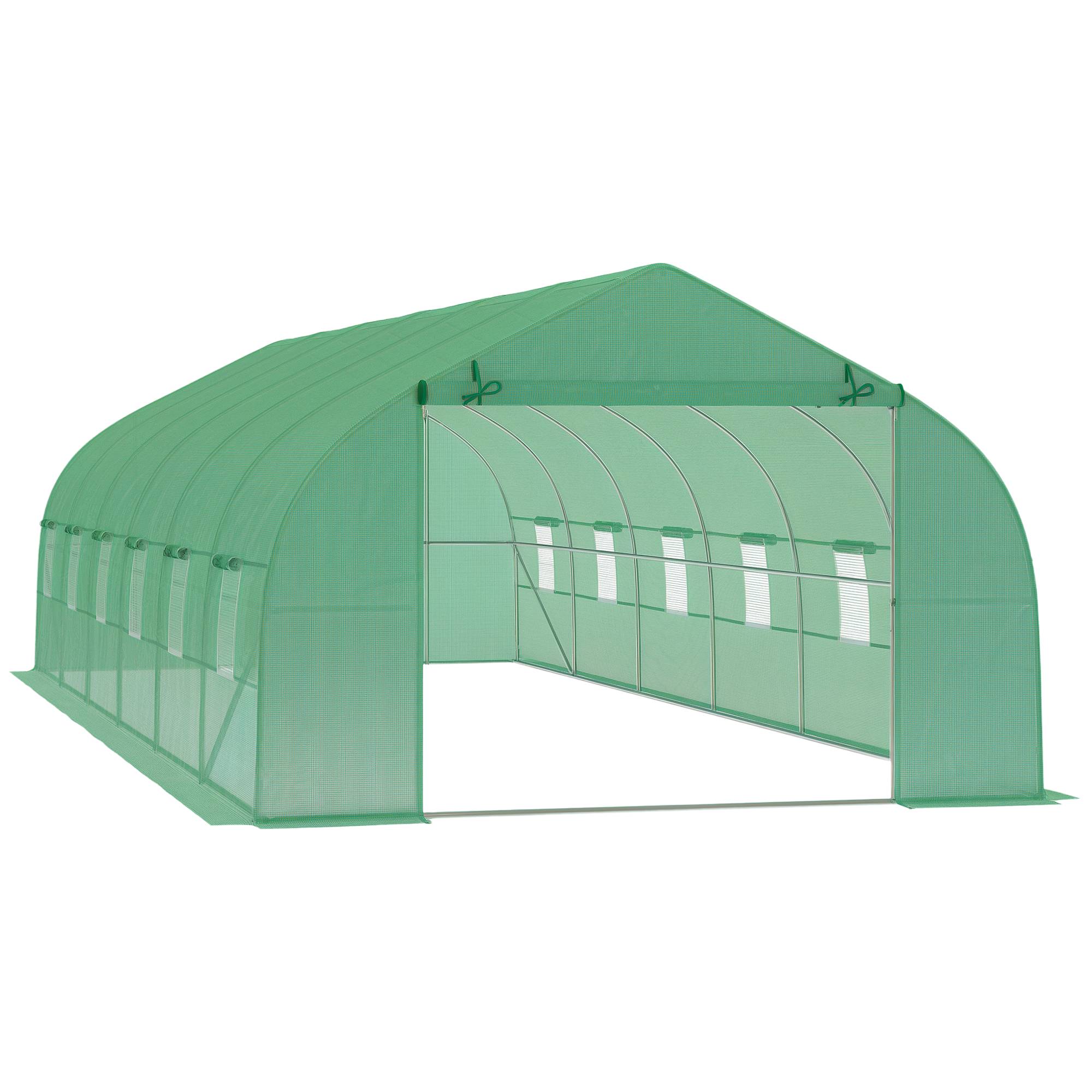 ComfortXL - Serre de Jardin Tunnel XXL 24m² Acier Galvanisé et Bâche PE 12 Fenêtres 8x3x2 m Vert - ComfortXL Outdoor Living - Image 1