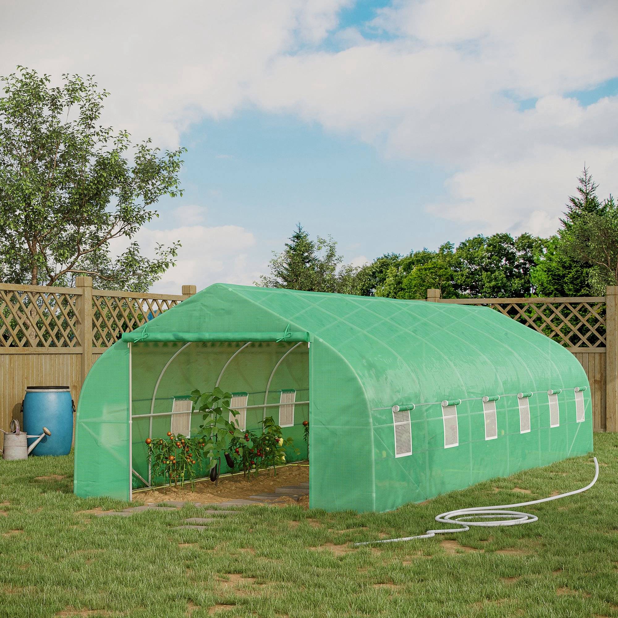 ComfortXL - Serre de Jardin Tunnel XXL 24m² Acier Galvanisé et Bâche PE 12 Fenêtres 8x3x2 m Vert - ComfortXL Outdoor Living - Image 4