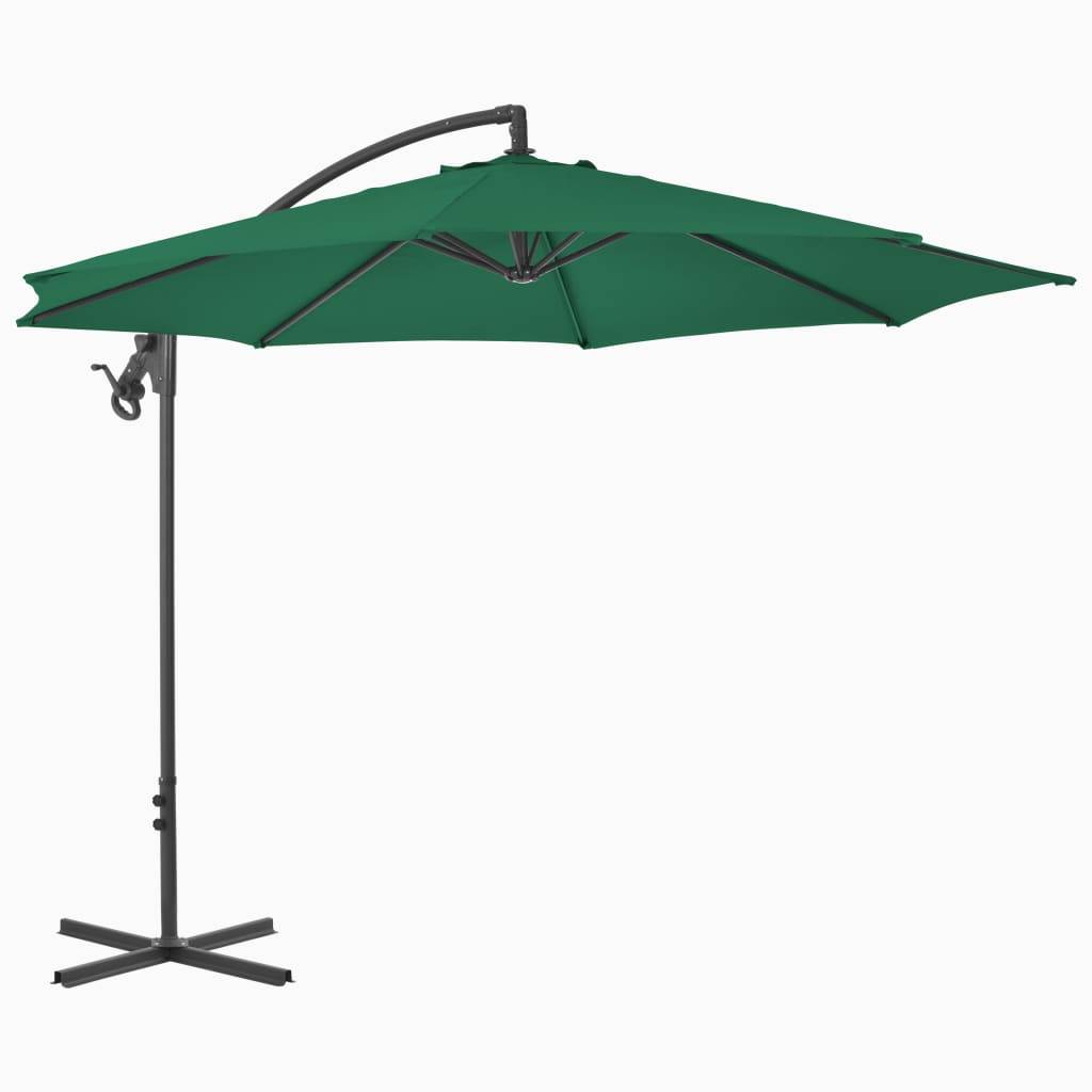 Helloshop26 - Parasol meuble de jardin en porte-à-faux avec mât en acier 300 cm vert - Imagen 2