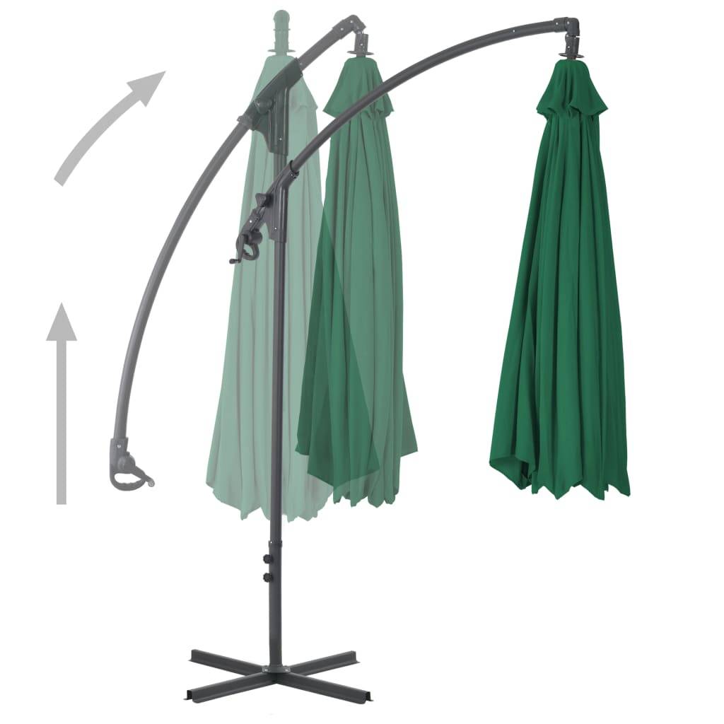 Helloshop26 - Parasol meuble de jardin en porte-à-faux avec mât en acier 300 cm vert - Imagen 3