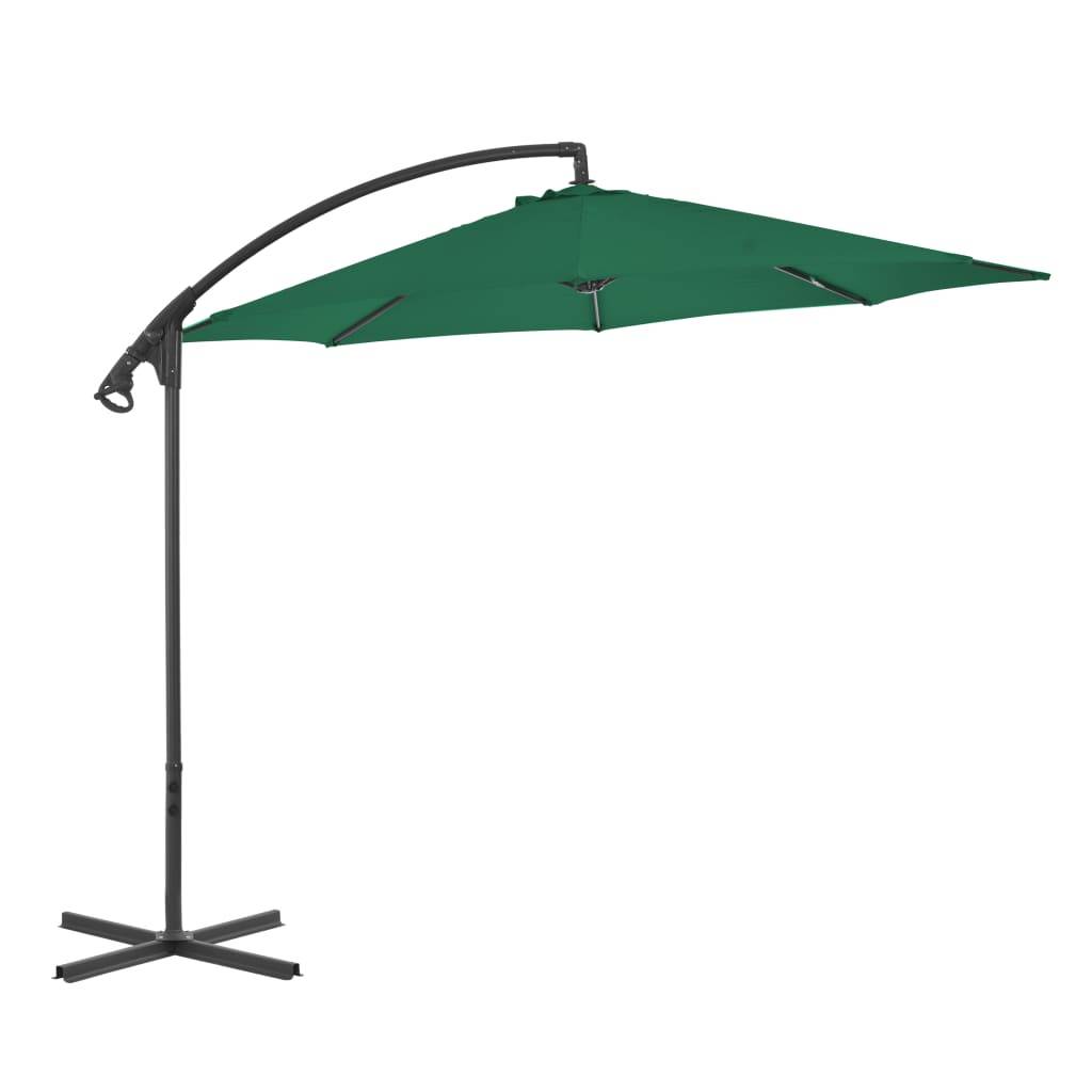 Helloshop26 - Parasol meuble de jardin en porte-à-faux avec mât en acier 300 cm vert - Imagen 1