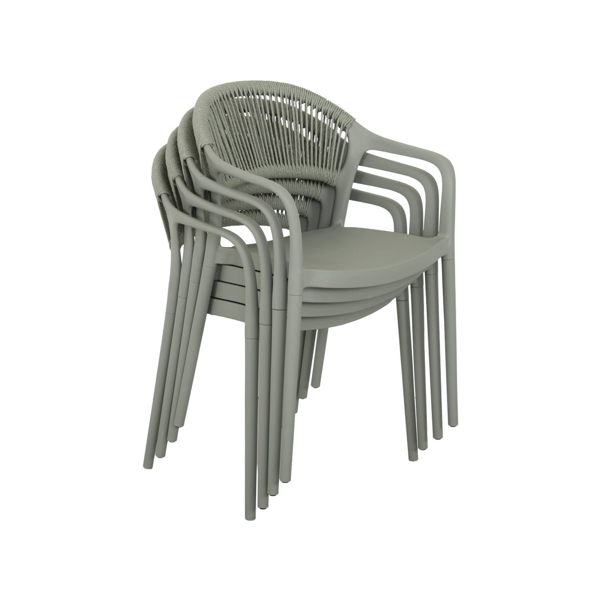 sweeek - Chaise de jardin empilable avec effet corde vert de gris (lot de 4) - Jovia | sweeek - Image 6