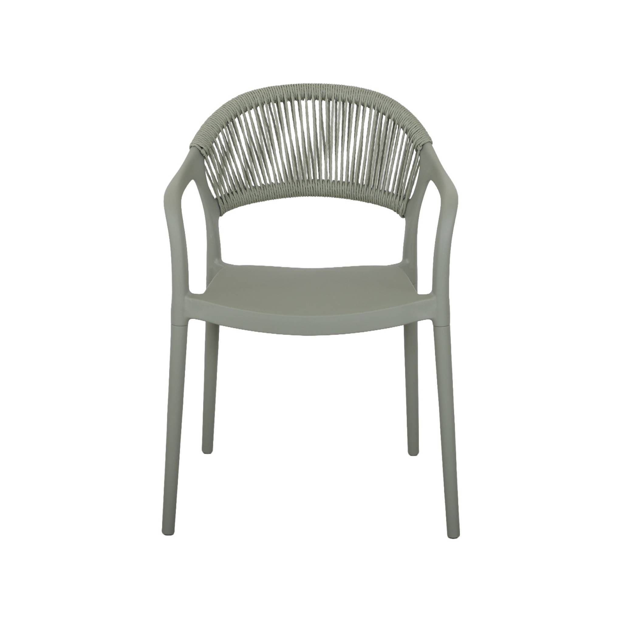sweeek - Chaise de jardin empilable avec effet corde vert de gris (lot de 4) - Jovia | sweeek - Image 5