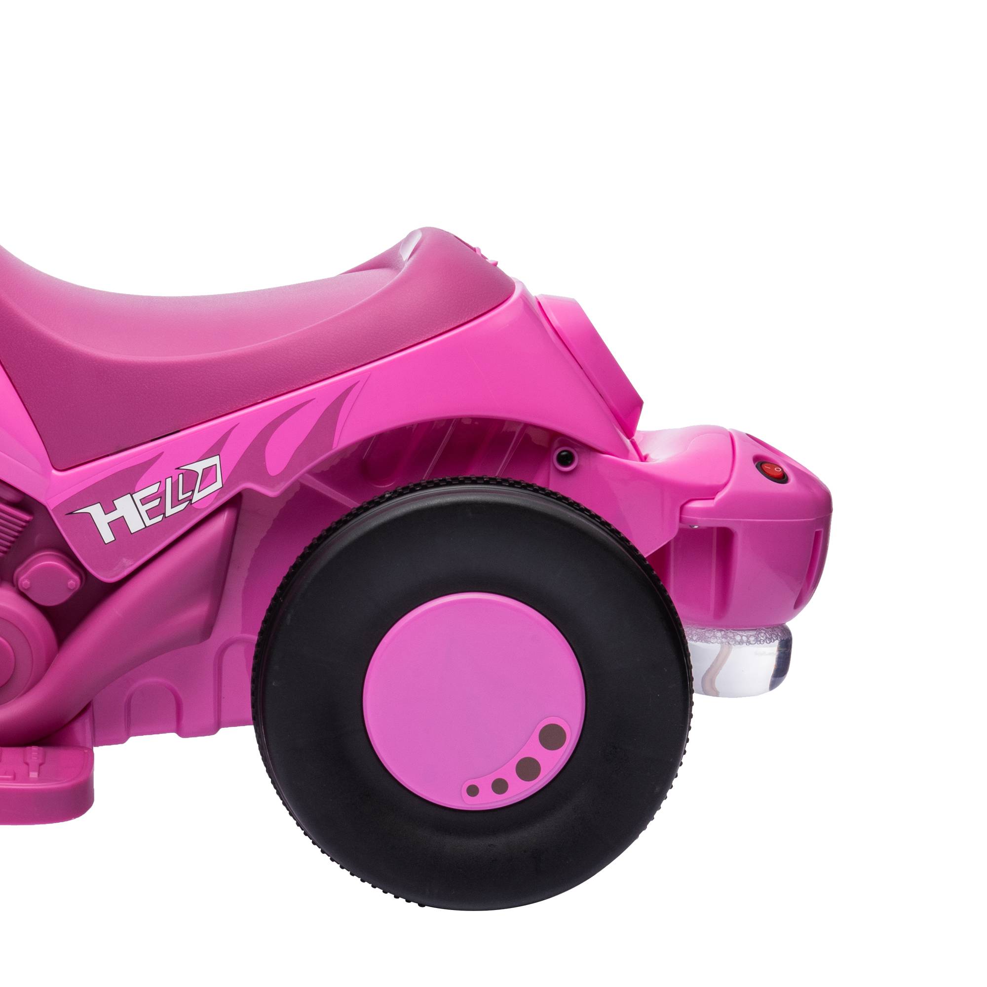 Moto électrique enfants 2-5 ans, 3 roues, 6 V, 3 km/h, avec fonction de bulles, effets lumineux et sonores, rose - Image 10